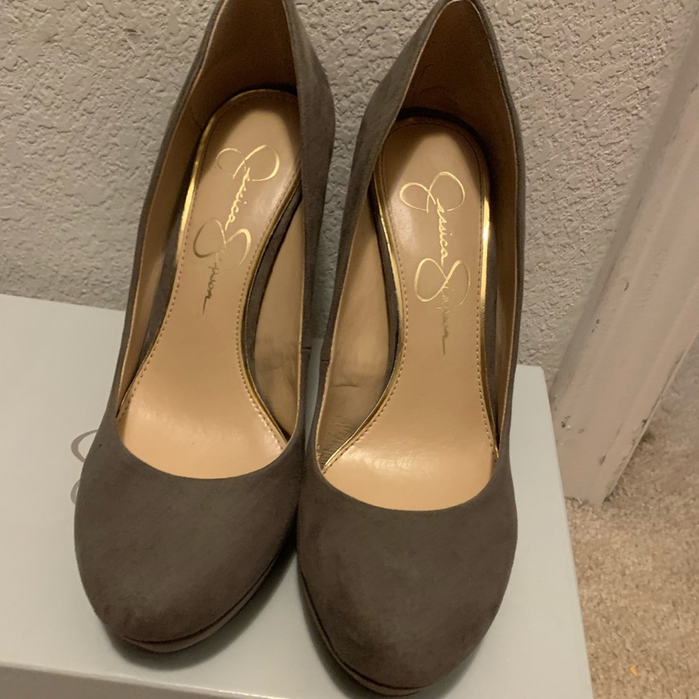 Jessica Simpson microsuede stiletto pumps.